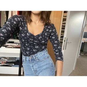 Rouje Black Floral Long Sleeve Top